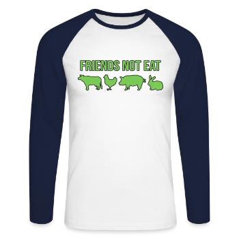 Vegetarian Vegan Saying - Unisex Long Sleeve Baseball T-Shirt - white/navy - Front - Nik (191cm)