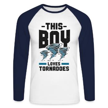 Météorologie des ouragans Storm Chaser - T-shirt baseball manches longues Homme - blanc/marine - Devant - Nik (191cm)