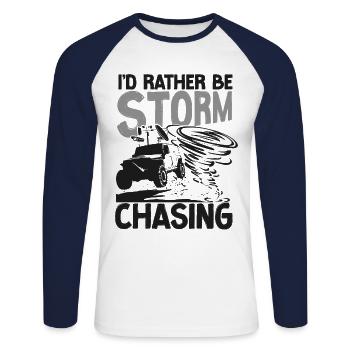 Météorologie des ouragans Storm Chaser - T-shirt baseball manches longues Homme - blanc/marine - Devant - Nik (191cm)