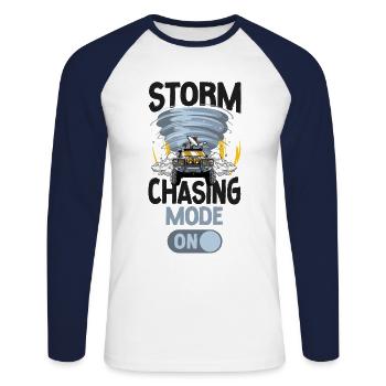 Storm Chaser Hurricane Meteorology - Unisex Baseballshirt langarm - Weiß/Navy - Vorne - Nik (191cm)