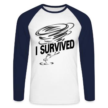 Storm Chaser Hurricane Meteorology - Unisex Baseballshirt langarm - Weiß/Navy - Vorne - Nik (191cm)