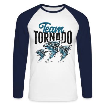 Météorologie des ouragans Storm Chaser - T-shirt baseball manches longues Homme - blanc/marine - Devant - Nik (191cm)