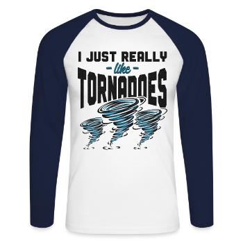 Storm Chaser Hurricane Meteorology - Unisex Baseballshirt langarm - Weiß/Navy - Vorne - Nik (191cm)