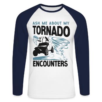 Météorologie des ouragans Storm Chaser - T-shirt baseball manches longues Homme - blanc/marine - Devant - Nik (191cm)