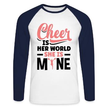 Cheer Is Her World She Is Mine Cheerleading Cheerd - Unisex Baseballshirt langarm - Weiß/Navy - Vorne - Nik (191cm)