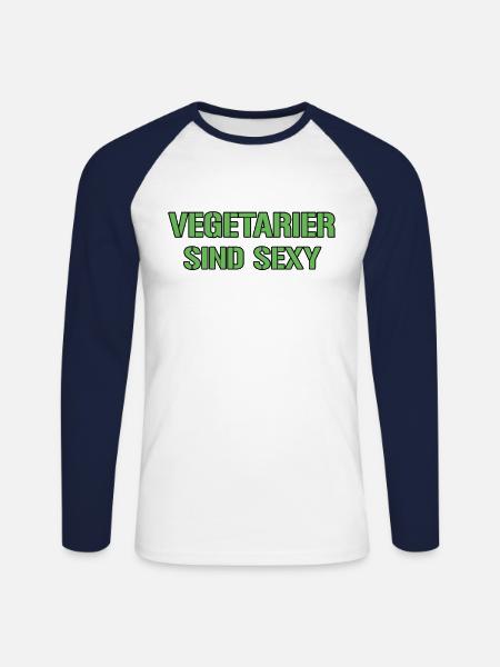 Vegetarier Spruch - Unisex Baseballshirt langarm - Weiß/Navy