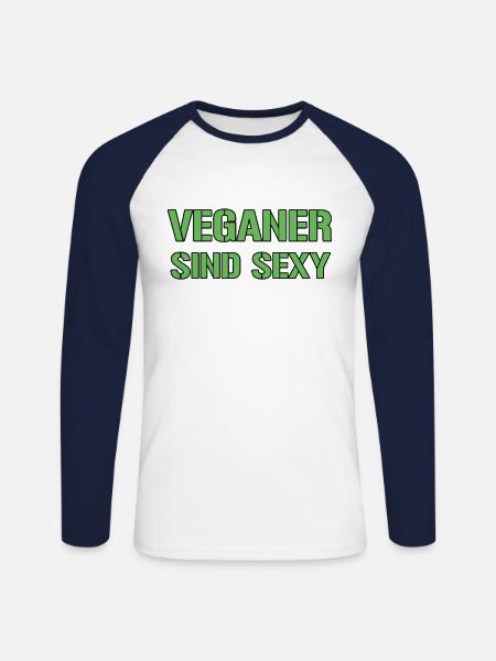 Veganer Spruch - Unisex Baseballshirt langarm - Weiß/Navy