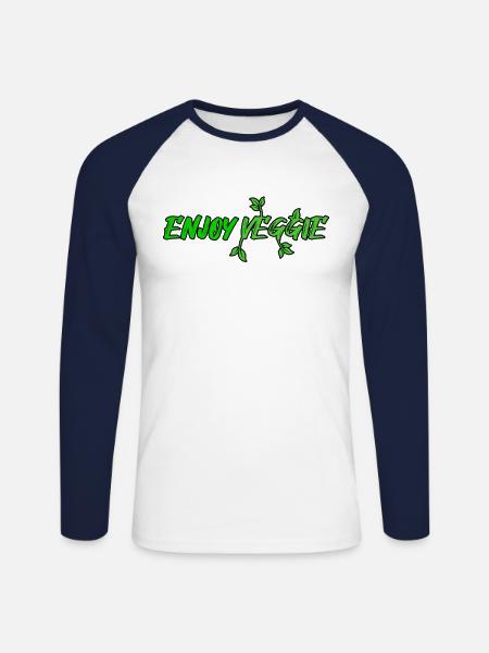 enjoy veggie - Unisex Baseballshirt langarm - Weiß/Navy