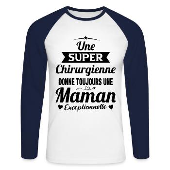 Chirurgienne cadeau drôle maman future mère - T-shirt baseball manches longues Homme - blanc/marine - Devant - Nik (191cm)
