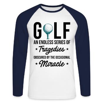 Golf An Endless Series Of Tragedies Golfing Golf P - Unisex Baseballshirt langarm - Weiß/Navy - Vorne - Nik (191cm)