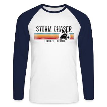 Storm Chaser Hurricane Meteorology - Unisex Baseballshirt langarm - Weiß/Navy - Vorne - Nik (191cm)