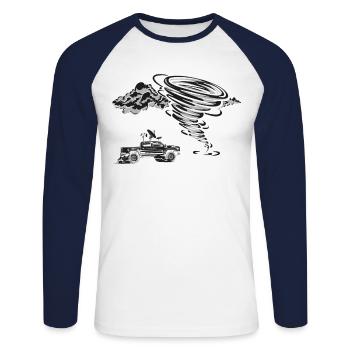 Météorologie des ouragans Storm Chaser - T-shirt baseball manches longues Homme - blanc/marine - Devant - Nik (191cm)