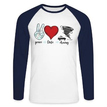 Storm Chaser Hurricane Meteorology - Unisex Baseballshirt langarm - Weiß/Navy - Vorne - Nik (191cm)