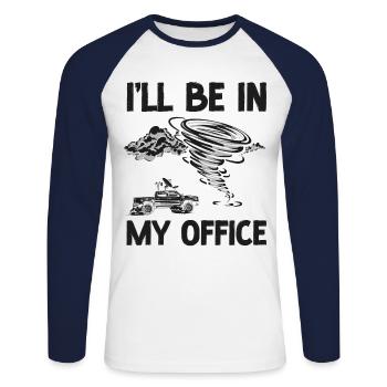 Storm Chaser Hurricane Meteorology - Unisex Baseballshirt langarm - Weiß/Navy - Vorne - Nik (191cm)