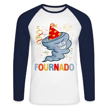 Météorologie des ouragans Storm Chaser - T-shirt baseball manches longues Homme - blanc/marine - Devant - Nik (191cm)