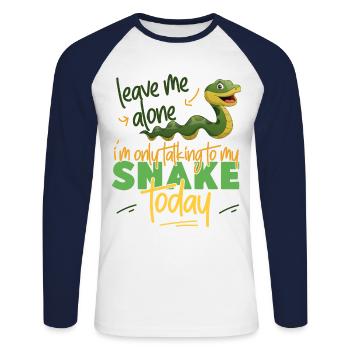 Snake Serpent Leave Me Alone I'm - Unisex Long Sleeve Baseball T-Shirt - white/navy - Front - Nik (191cm)