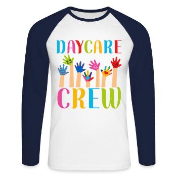 Fournisseur de services de garde d’enfants Enseignant - T-shirt baseball manches longues Homme - blanc/marine - Devant - Nik (191cm)