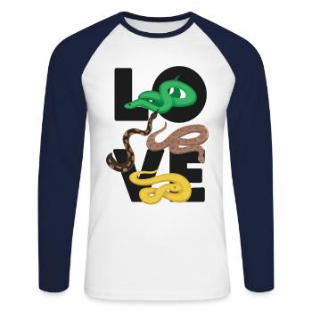 Snake Serpent Love - Unisex Long Sleeve Baseball T-Shirt - white/navy - Front - Nik (191cm)
