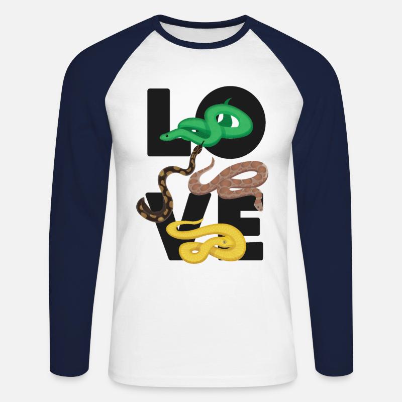Snake Serpent Love - Unisex Baseballshirt langarm - Weiß/Navy