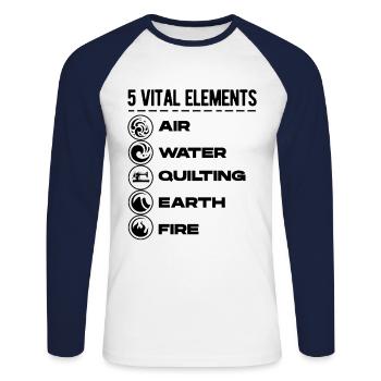 5 Vital Elements Air Water Quilting Earth Fire Kni - Unisex Baseballshirt langarm - Weiß/Navy - Vorne - Nik (191cm)