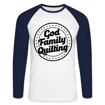 God Family Quilting Knitting Crocheting Sewing Bal - Unisex Baseballshirt langarm - Weiß/Navy - Vorne - Nik (191cm)