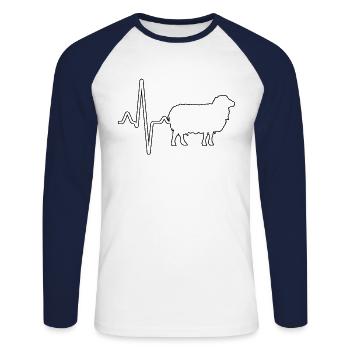 Schaf Herzschlag - Unisex Baseballshirt langarm - Weiß/Navy - Vorne - Nik (191cm)