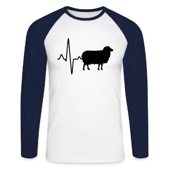 Schaf Herzschlag - Unisex Baseballshirt langarm - Weiß/Navy - Vorne - Nik (191cm)