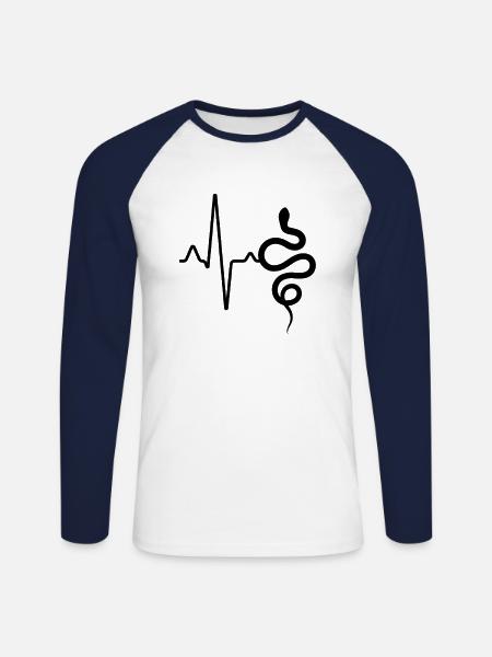 Schlange Herzschlag - Unisex Baseballshirt langarm - Weiß/Navy