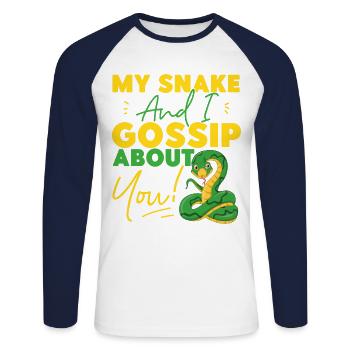 Serpent Serpent Mon Serpent Et Moi - T-shirt baseball manches longues Homme - blanc/marine - Devant - Nik (191cm)