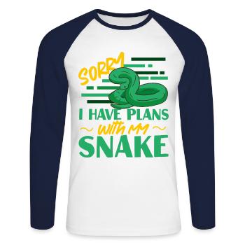 Snake Serpent Sorry I Have Plans - Unisex Baseballshirt langarm - Weiß/Navy - Vorne - Nik (191cm)