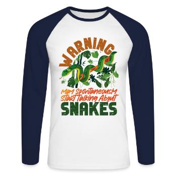Avertissement serpent serpent mai - T-shirt baseball manches longues Homme - blanc/marine - Devant - Nik (191cm)