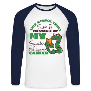 Snake Serpent This School Thing - Unisex Long Sleeve Baseball T-Shirt - white/navy - Front - Nik (191cm)