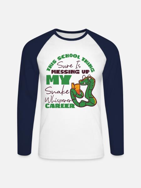 Snake Serpent This School Thing - Unisex Long Sleeve Baseball T-Shirt - white/navy