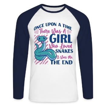 Snake Serpent Girl Once Upon A - Unisex Long Sleeve Baseball T-Shirt - white/navy - Front - Nik (191cm)