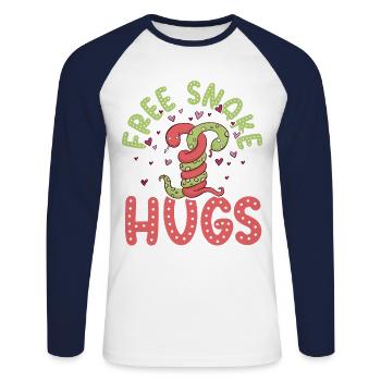 Snake Serpent Free Snake Hugs - Unisex Baseballshirt langarm - Weiß/Navy - Vorne - Nik (191cm)