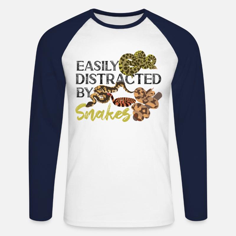 Snake Serpent Easily Distracted By - Unisex Baseballshirt langarm - Weiß/Navy