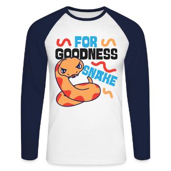 Serpent Serpent Serpent Jeu de mots pour la bonté - T-shirt baseball manches longues Homme - blanc/marine - Devant - Nik (191cm)