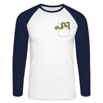 Snake Serpent Pocket - Unisex Long Sleeve Baseball T-Shirt - white/navy - Front - Nik (191cm)