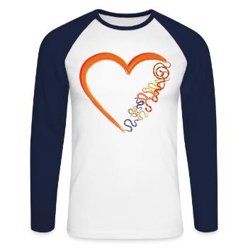 Snake Serpent Heart - Unisex Long Sleeve Baseball T-Shirt - white/navy - Front - Nik (191cm)