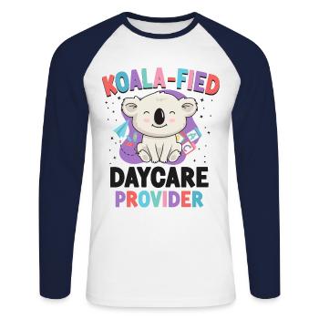 Childcare Daycare Provider Teacher - Unisex Long Sleeve Baseball T-Shirt - white/navy - Front - Nik (191cm)