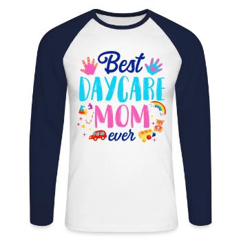 Childcare Daycare Provider Teacher - Unisex Long Sleeve Baseball T-Shirt - white/navy - Front - Nik (191cm)
