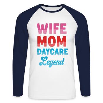 Childcare Daycare Provider Teacher - Unisex Long Sleeve Baseball T-Shirt - white/navy - Front - Nik (191cm)