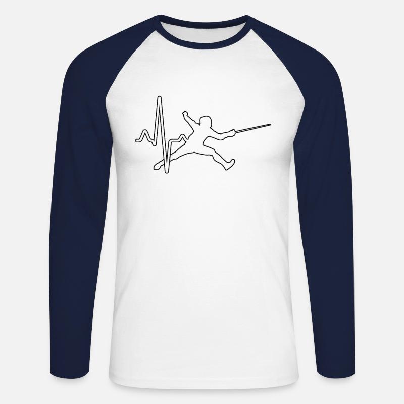 Fechten Herzschlag - Unisex Baseballshirt langarm - Weiß/Navy