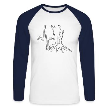 Wandern Berge Herzschlag - Unisex Baseballshirt langarm - Weiß/Navy - Vorne - Nik (191cm)