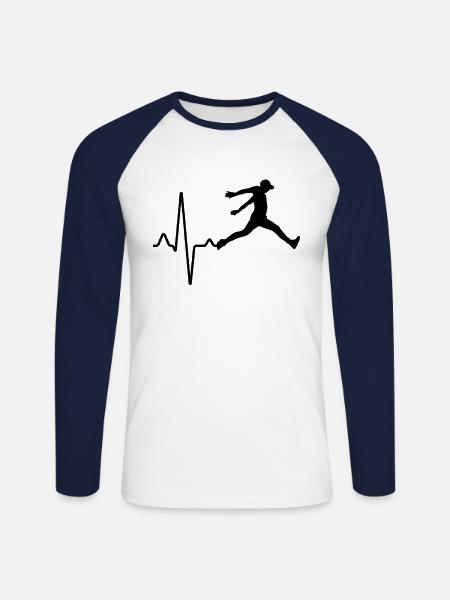 Parkour Heartbeat - Unisex Long Sleeve Baseball T-Shirt - white/navy