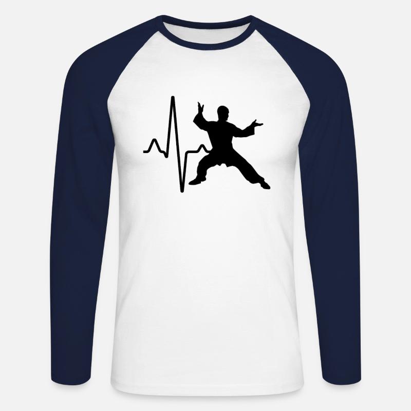 Karate Herzschlag - Unisex Baseballshirt langarm - Weiß/Navy