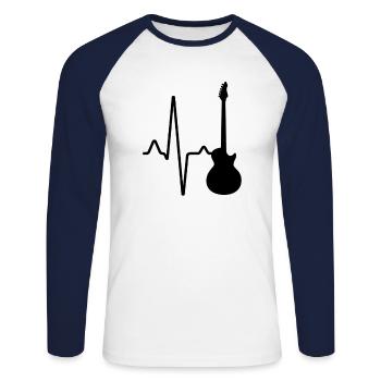 Electric Guitar Heartbeat - Unisex Long Sleeve Baseball T-Shirt - white/navy - Front - Nik (191cm)
