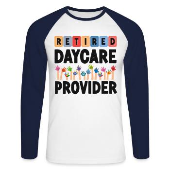 Childcare Daycare Provider Teacher - Unisex Long Sleeve Baseball T-Shirt - white/navy - Front - Nik (191cm)