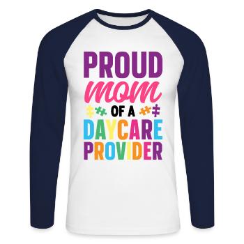 Childcare Daycare Provider Teacher - Unisex Long Sleeve Baseball T-Shirt - white/navy - Front - Nik (191cm)