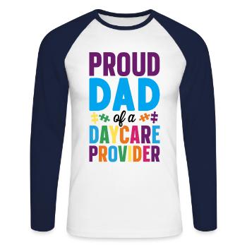 Childcare Daycare Provider Teacher - Unisex Long Sleeve Baseball T-Shirt - white/navy - Front - Nik (191cm)